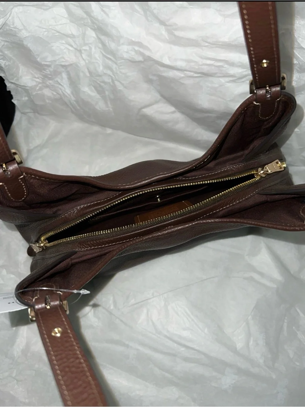 Coach Erin Pebbled Leather Shoulder Bag in Dark Brown